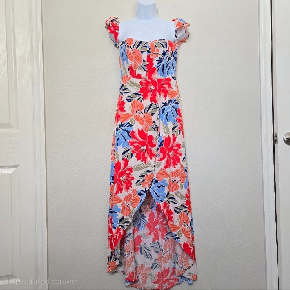 ASTR The Label Floral Strapless Off The Shoulder Maxi Summer Dress Resort